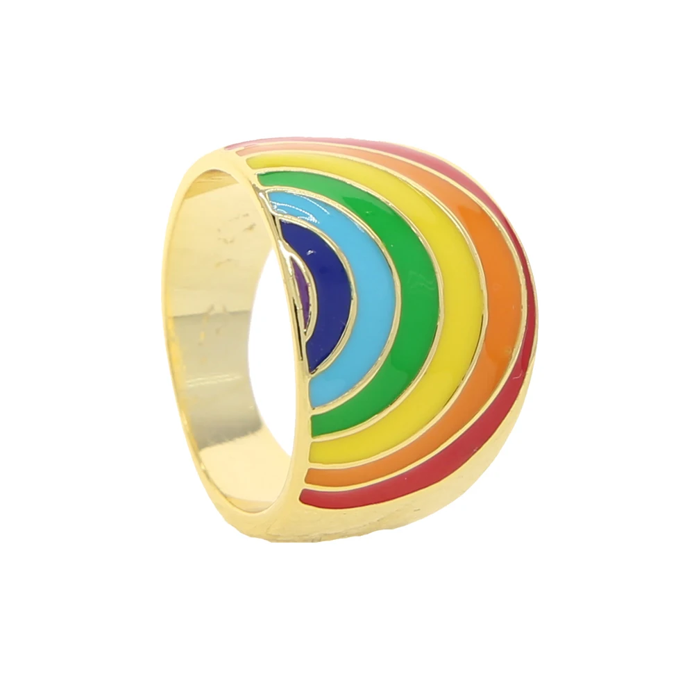 Rainbow Wide Face Rings for Women Micro Pave Colorful Enamel Happy Mood Gold Plated Color Finger Ring Fashion Jewelry Brass
Rainbow Wide Face Rings for Women Micro Pave Colorful Enamel Happy Mood Gold Plated Color Finger Ring Fashion Jewelry Brass