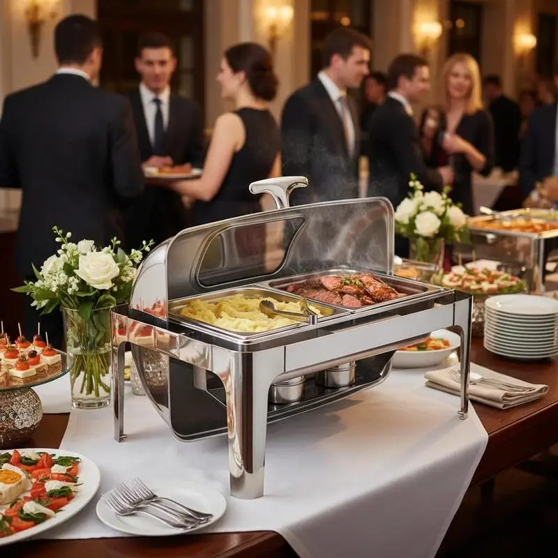 Rectangular Food Warmer 9 Qt For Catering Buffet Party, Visible Lid Folding Stand Dual Half Size Pans Fuel Holders Silver 1 Pack
Rectangular Food Warmer 9 Qt For Catering Buffet Party, Visible Lid Folding Stand Dual Half Size Pans Fuel Holders Silver 1 Pack