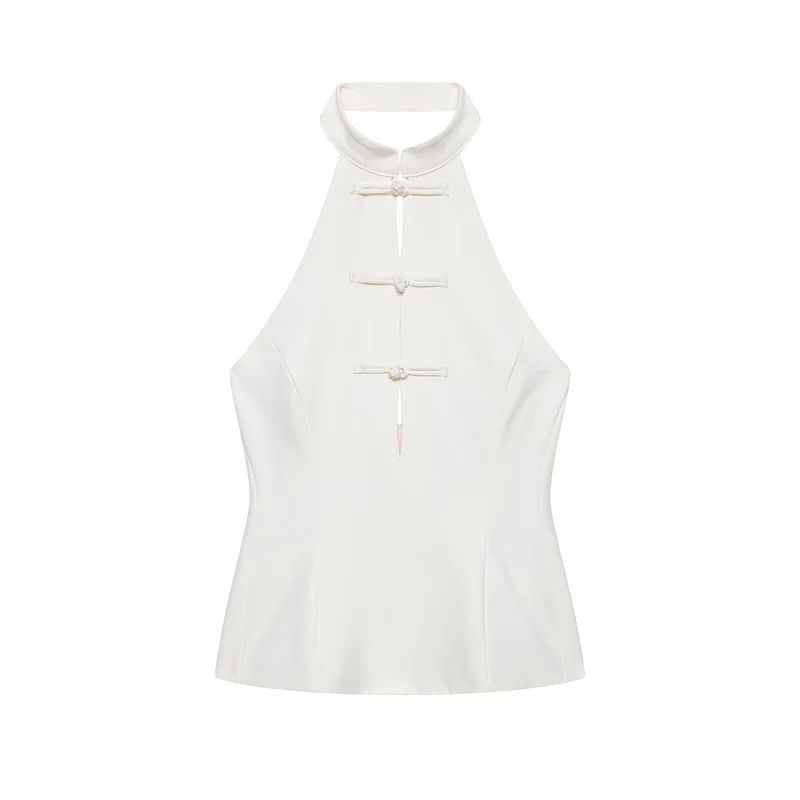 Summer Women's Sleeveless Backless Hanging Neck Collar Top 2026 New Fashion Casual Vest Tops Short Women's Clothing
Summer Women's Sleeveless Backless Hanging Neck Collar Top 2026 New Fashion Casual Vest Tops Short Women's Clothing