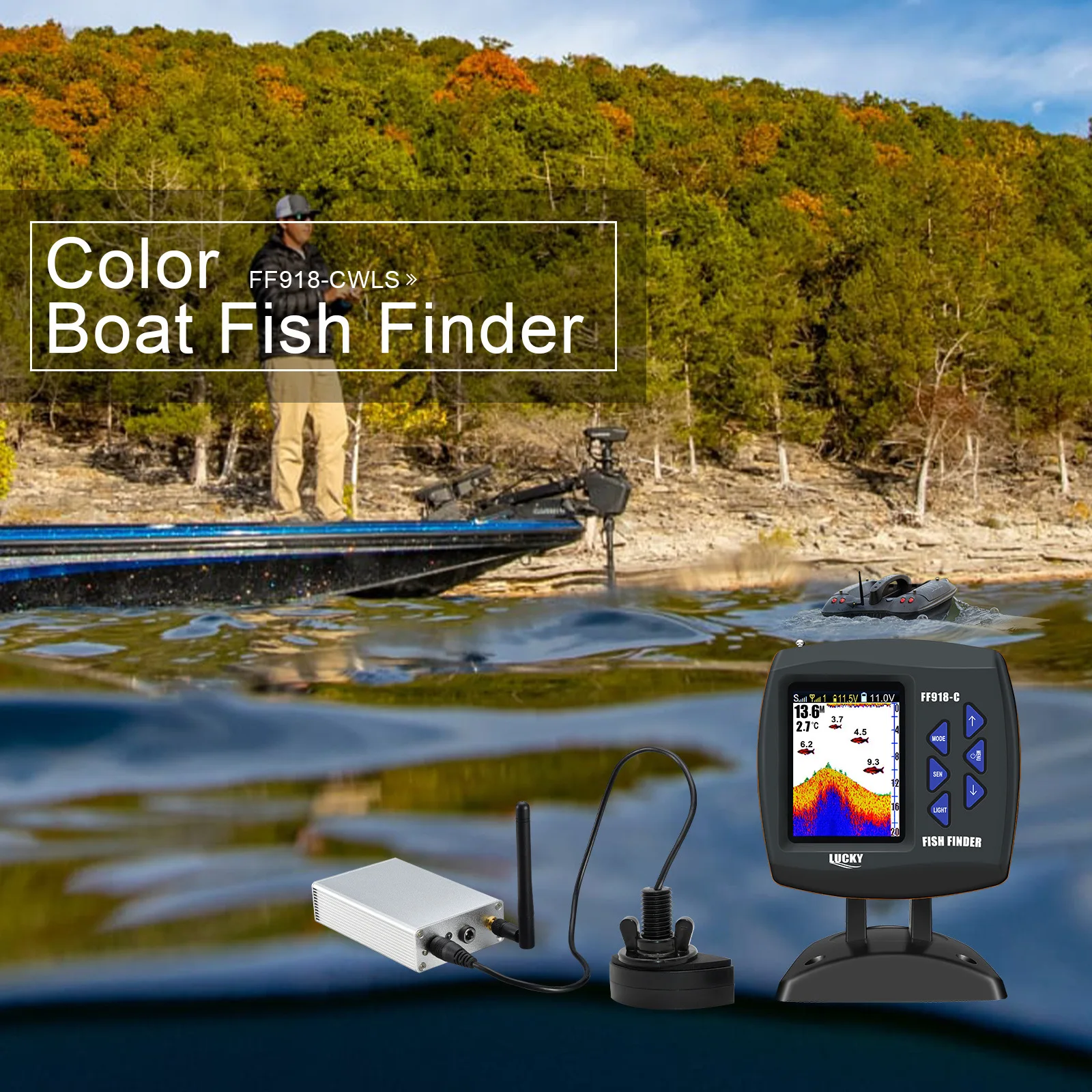 LUCKY Wireless Boat Fishing Large Color LED Screen 183m Remote Bait IP68 Waterproof Lithium Battery Made In China
LUCKY Wireless Boat Fishing Large Color LED Screen 183m Remote Bait IP68 Waterproof Lithium Battery Made In China