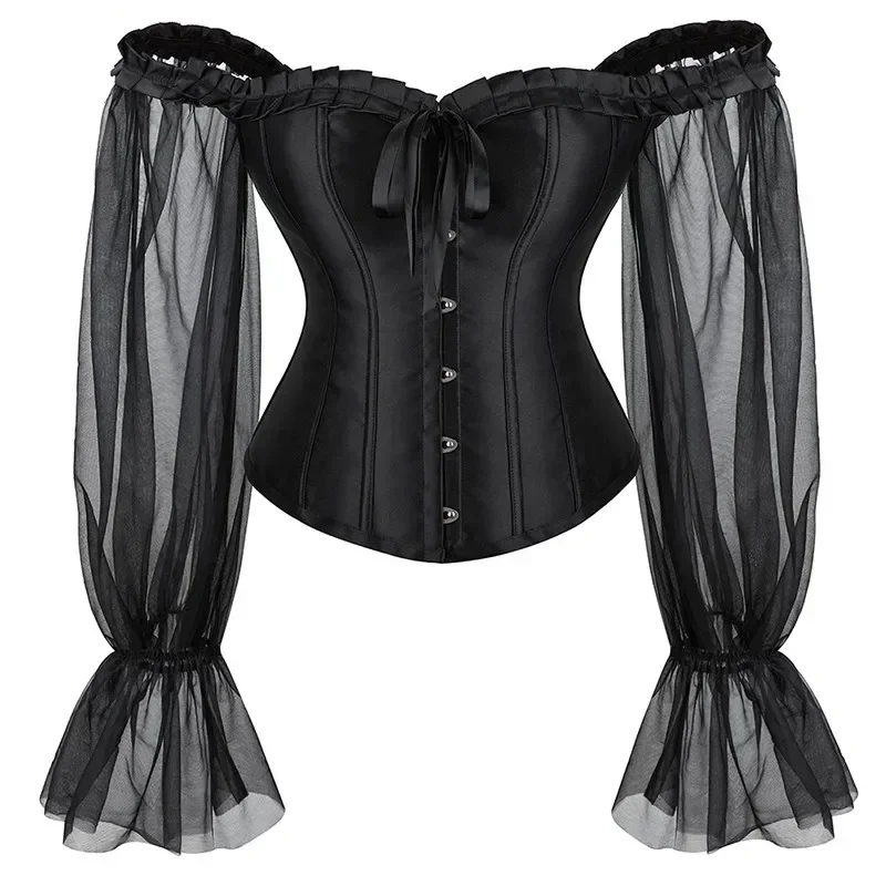 Long Sleeves Bustier Top Gothic Victorian Women Corset Vintage Basques Off Shoulder Waist Overbust Corselet
Long Sleeves Bustier Top Gothic Victorian Women Corset Vintage Basques Off Shoulder Waist Overbust Corselet