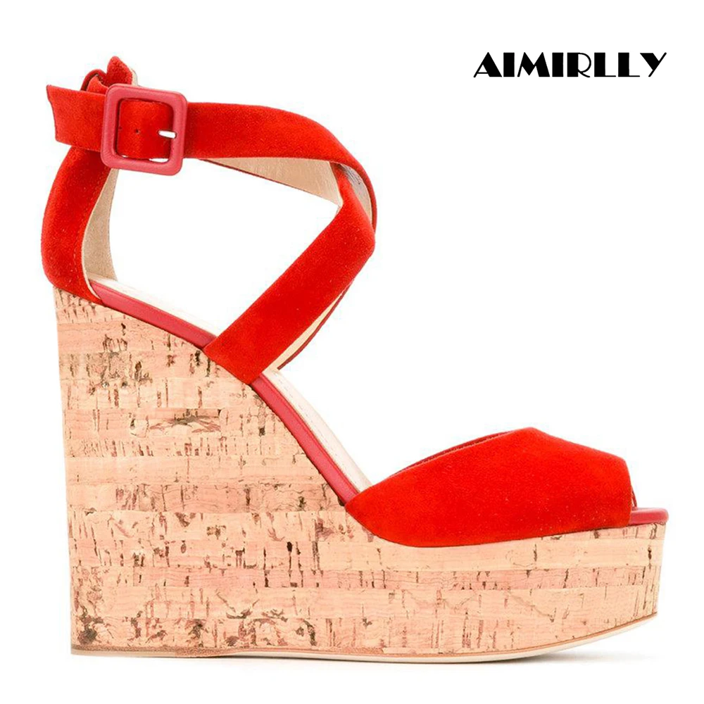 Women’s Cork Platform Red Wedge Sandals Open Toe Ankle Buckle Cross Straps High Heels Comfortable Summer Party Shoes
Women’s Cork Platform Red Wedge Sandals Open Toe Ankle Buckle Cross Straps High Heels Comfortable Summer Party Shoes