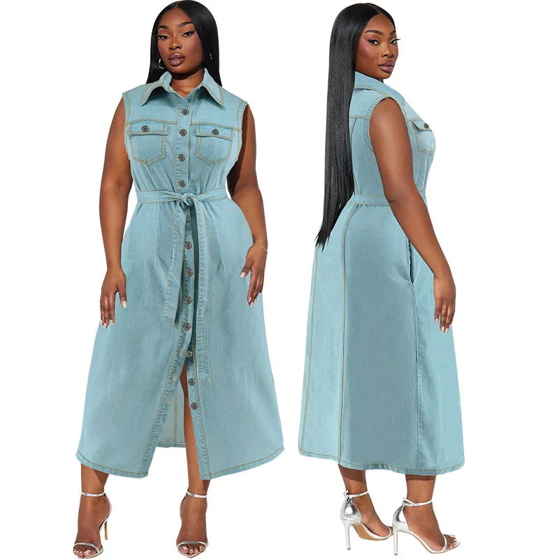 Denim Dress Women Mid Length Dresses Turn Down Collar Long Maxi Single Breasted Lace Up Y2k Loose Streetwear Shirt Vestidos 2025
Denim Dress Women Mid Length Dresses Turn Down Collar Long Maxi Single Breasted Lace Up Y2k Loose Streetwear Shirt Vestidos 2025