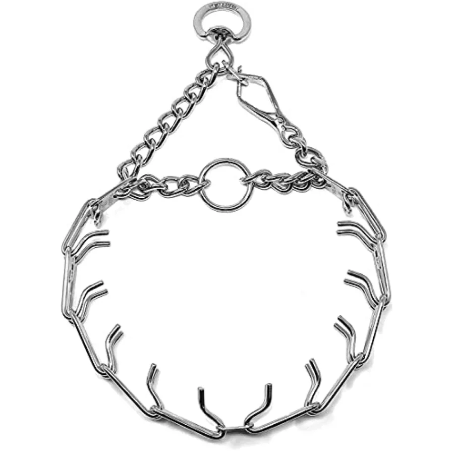 Dog training collar for outdoor use, chrome-plated steel, silver, quick-release buckle and no-pull design, 4mm x 25in XL
Dog training collar for outdoor use, chrome-plated steel, silver, quick-release buckle and no-pull design, 4mm x 25in XL
