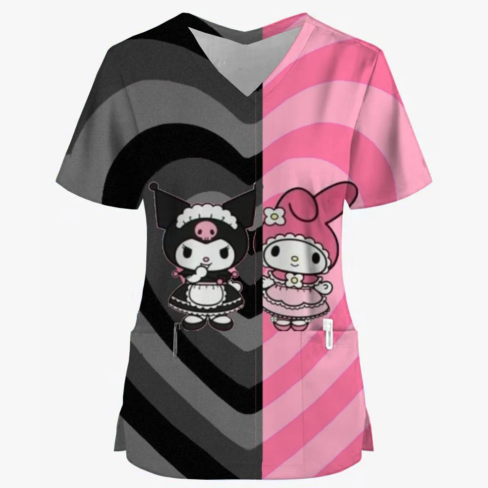 Униформа медсестры с мультяшным принтом Kuromi Hello Kitty Sanrio, женская летняя новая модная и модная униформа с v-образным вырезом и карманами
Униформа медсестры с мультяшным принтом Kuromi Hello Kitty Sanrio, женская летняя новая модная и модная униформа с v-образным вырезом и карманами