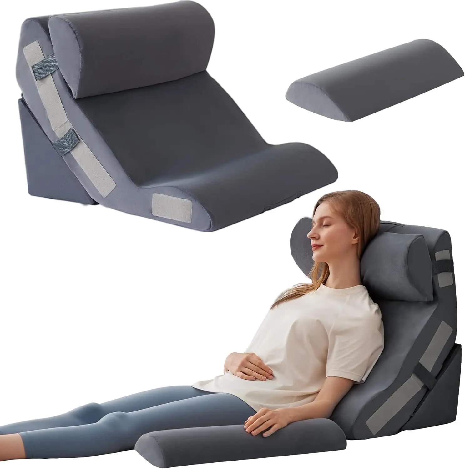 4PCS Wedge Pillow Set for Post-Surgery Recovery, Back Support for Sitting Up in Bed, 10-in-1 Foam Wedge for Acid Reflux & Back Pain Relief, Plush Grey
4PCS Wedge Pillow Set for Post-Surgery Recovery, Back Support for Sitting Up in Bed, 10-in-1 Foam Wedge for Acid Reflux & Back Pain Relief, Plush Grey