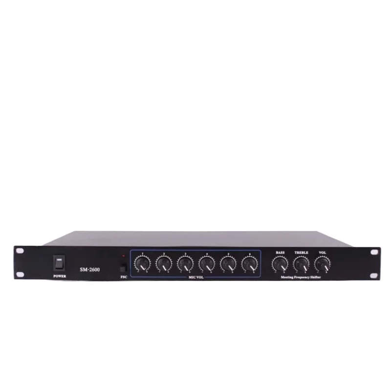 SM-2600 conference system digital frequency shifter with 6-way input anti whistling suppressor
SM-2600 conference system digital frequency shifter with 6-way input anti whistling suppressor