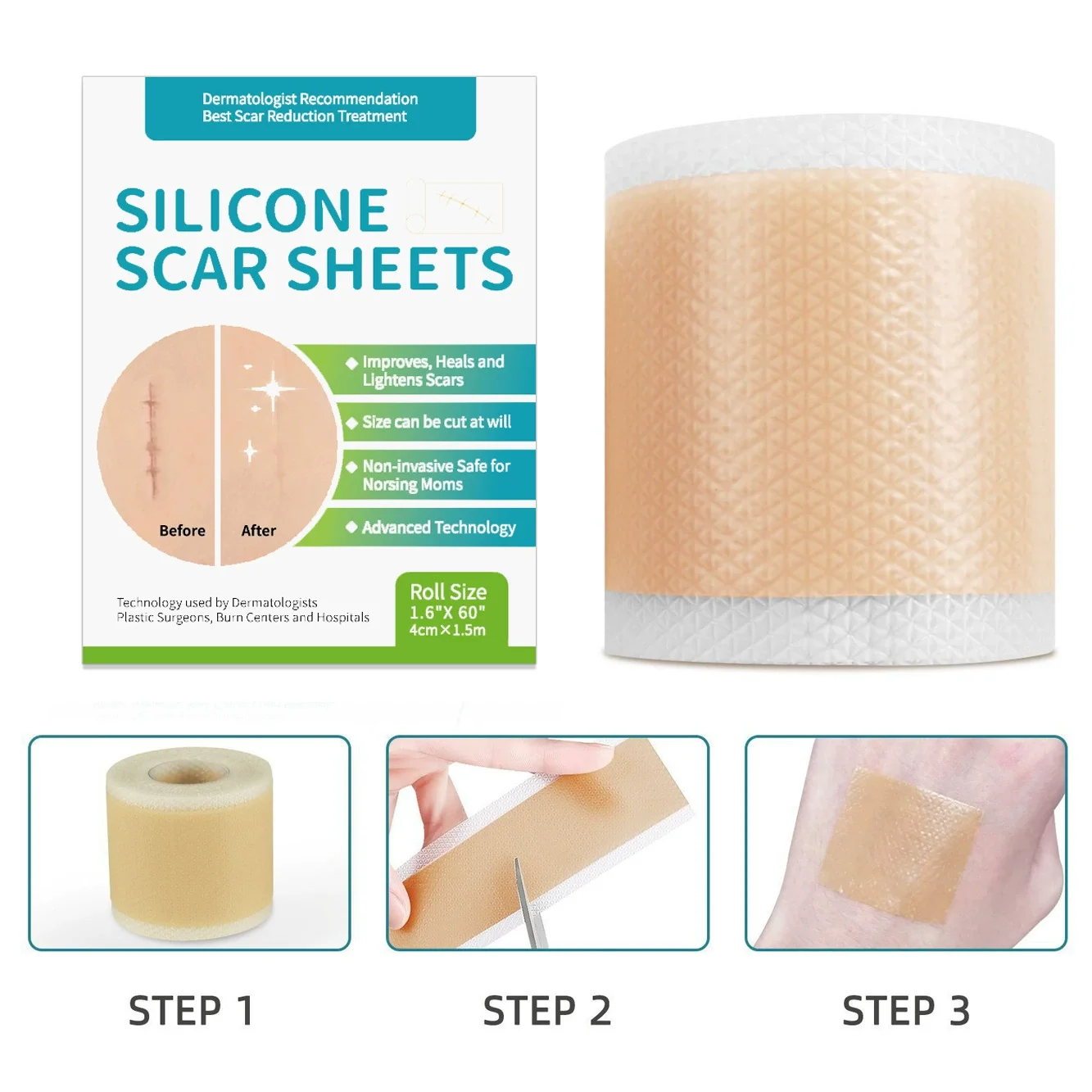 1 Roll = 4cm x 1.5m Silicone Scar Sheets Self-Adhesive Scar Cover Tape Reusable Skin Care Strips
1 Roll = 4cm x 1.5m Silicone Scar Sheets Self-Adhesive Scar Cover Tape Reusable Skin Care Strips