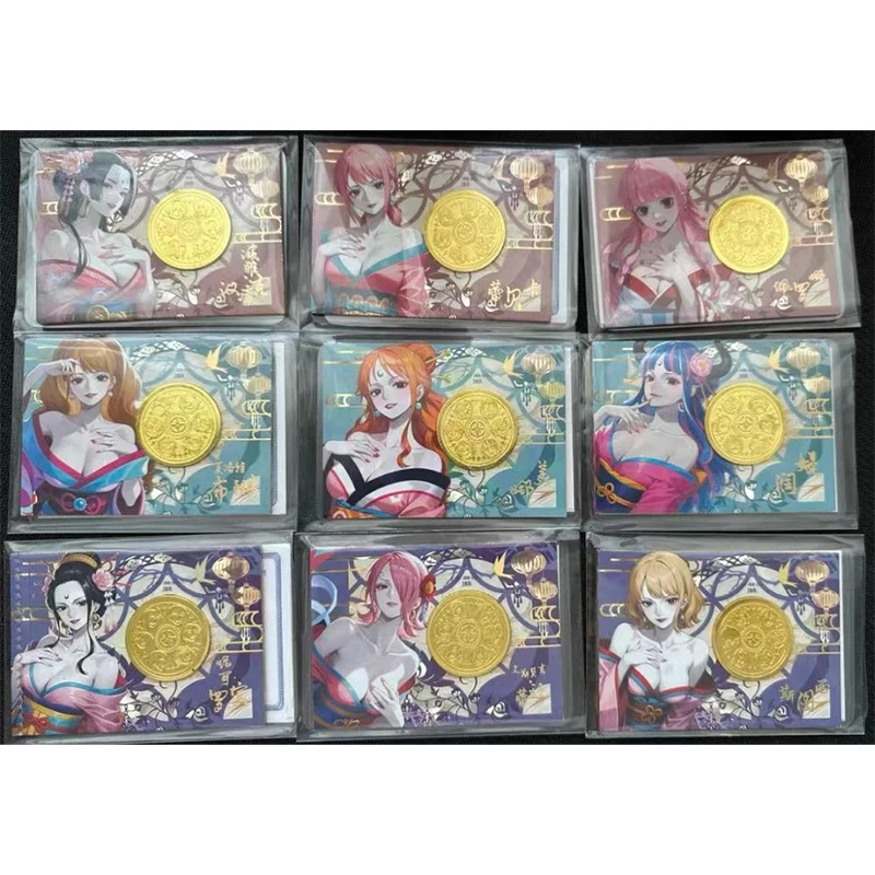 Japanese Anime ONE PIECE Gold Cards Characters Ulti Boa Hancock Charlotte Pudding Stussy Rebecca Perona Collectible Cards
Japanese Anime ONE PIECE Gold Cards Characters Ulti Boa Hancock Charlotte Pudding Stussy Rebecca Perona Collectible Cards