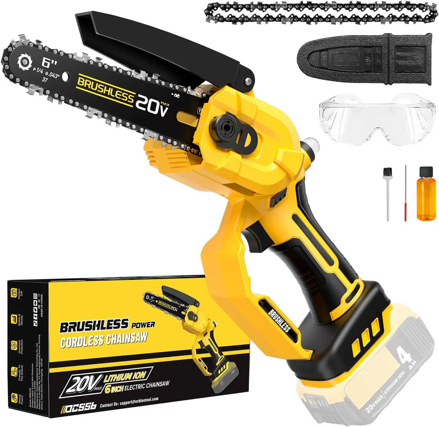 Cordless Mini Chainsaw Compatible With Dewalt Battery 20V MAX,6 Inch Brushless Chainsaw With Automatic Chain Tensioning Device&A
Cordless Mini Chainsaw Compatible With Dewalt Battery 20V MAX,6 Inch Brushless Chainsaw With Automatic Chain Tensioning Device&A
