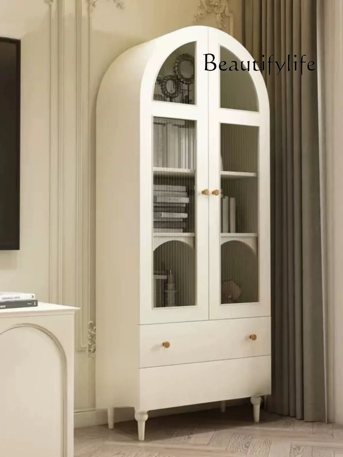 X American solid wood cream wind arched bookcase French glass storage cabinet against the wall design side cabinet
X American solid wood cream wind arched bookcase French glass storage cabinet against the wall design side cabinet