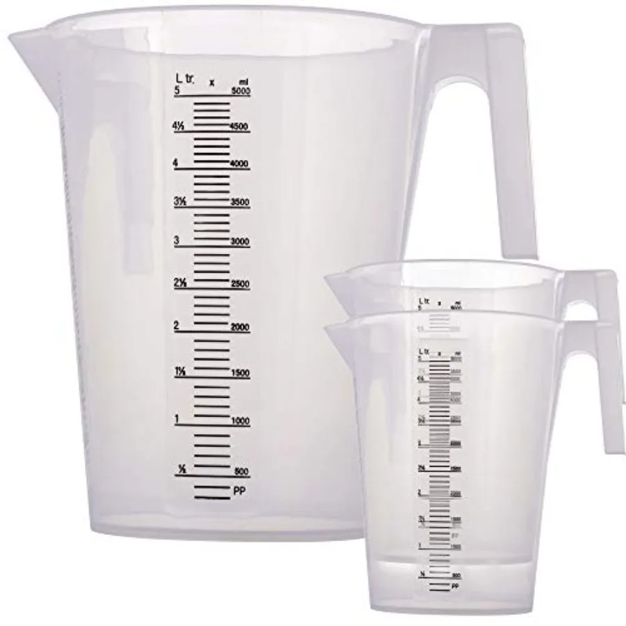 5 L Gallon Plastic Graduated Measuring and Mixing Pitcher (Pack of 3) - Holds 5 Quarts 1.25 Gallons- Pouring Cup Measure and Mi
5 L Gallon Plastic Graduated Measuring and Mixing Pitcher (Pack of 3) - Holds 5 Quarts 1.25 Gallons- Pouring Cup Measure and Mi