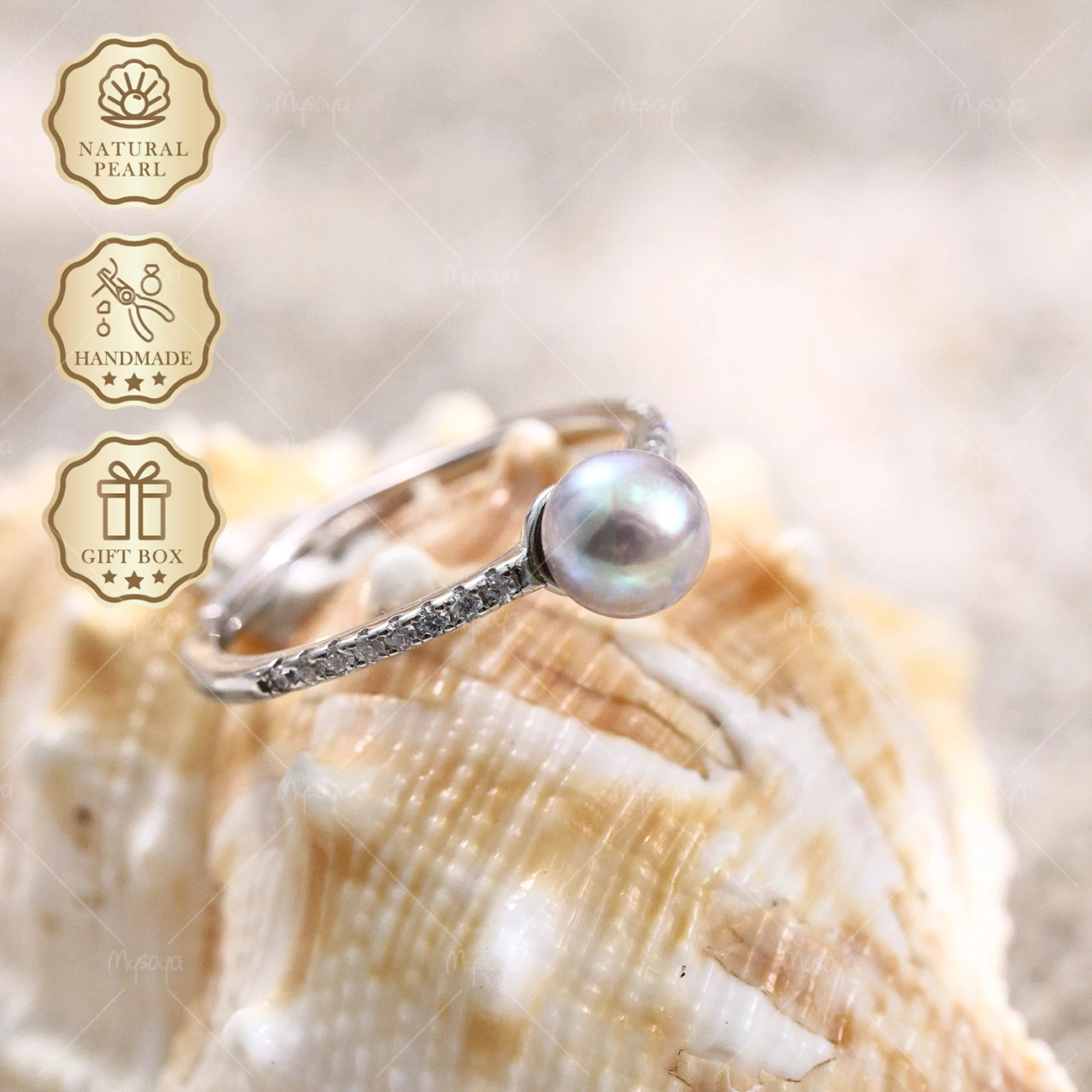 MYSOYA Blue Gray Baroque Akoya Pearl Open Ring 6-6.5mm, Gift Box, Birthday & Mother's Day Jewelry S312
MYSOYA Blue Gray Baroque Akoya Pearl Open Ring 6-6.5mm, Gift Box, Birthday & Mother's Day Jewelry S312