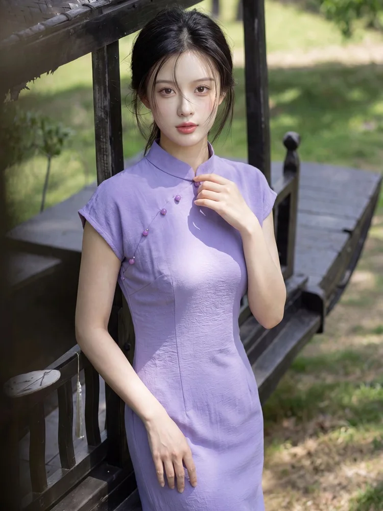 Purple Modified Solid Color Long Qipao Women's 2026 Spring New Style Girl Sleeveless Young Qipao Dress
Purple Modified Solid Color Long Qipao Women's 2026 Spring New Style Girl Sleeveless Young Qipao Dress