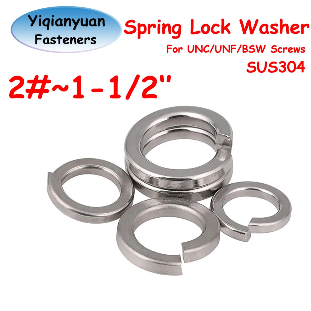 Yiqianyuan SUS304 Stainless Steel Spring Lock Washers For UNC/UNF/BSW Bolts Screws SAE Standard Elastic Gaskets Rings
Yiqianyuan SUS304 Stainless Steel Spring Lock Washers For UNC/UNF/BSW Bolts Screws SAE Standard Elastic Gaskets Rings