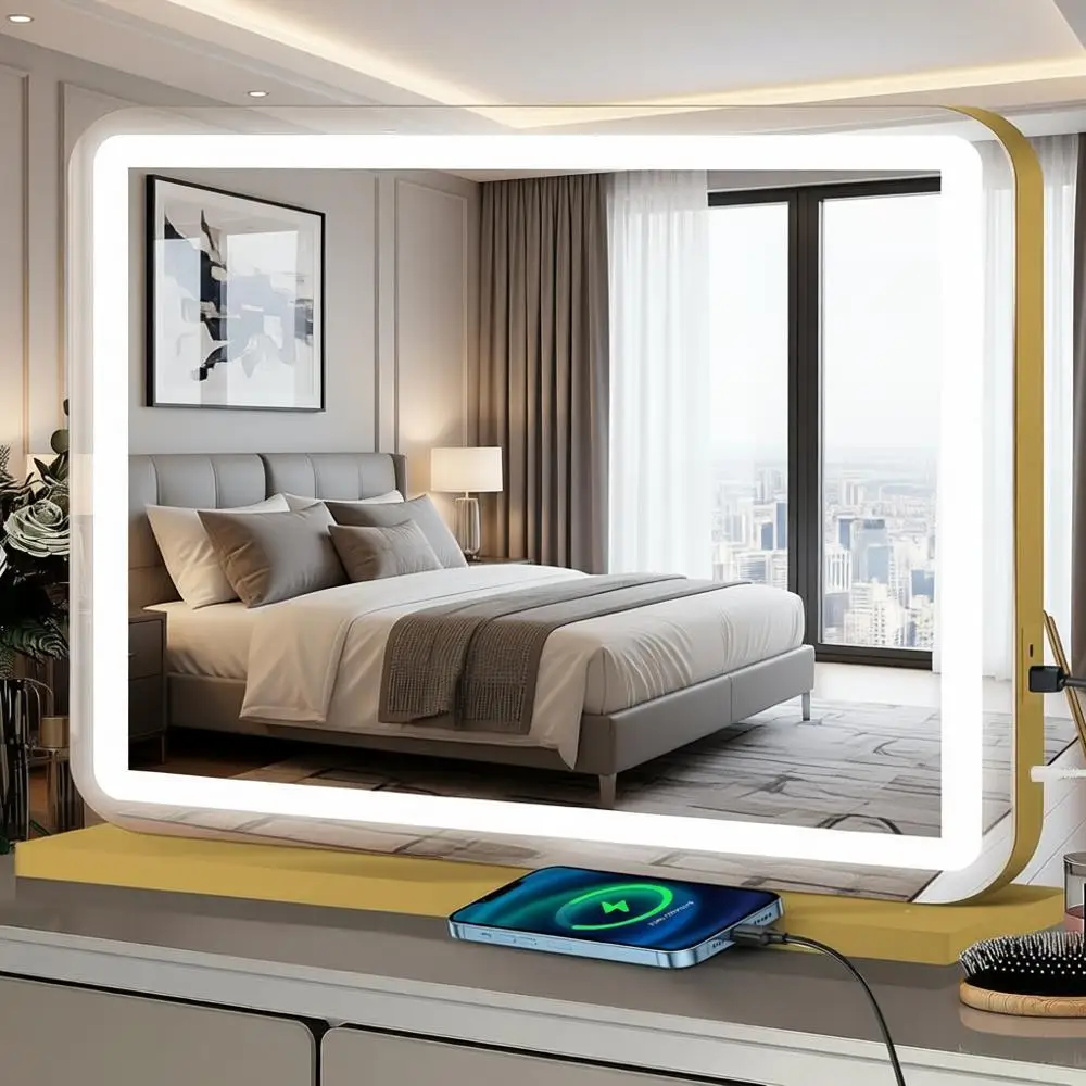 23 x 18 LED Lighted Vanity Mirror with 3 Color Temperatures, Touch Control & USB Port
23 x 18 LED Lighted Vanity Mirror with 3 Color Temperatures, Touch Control & USB Port