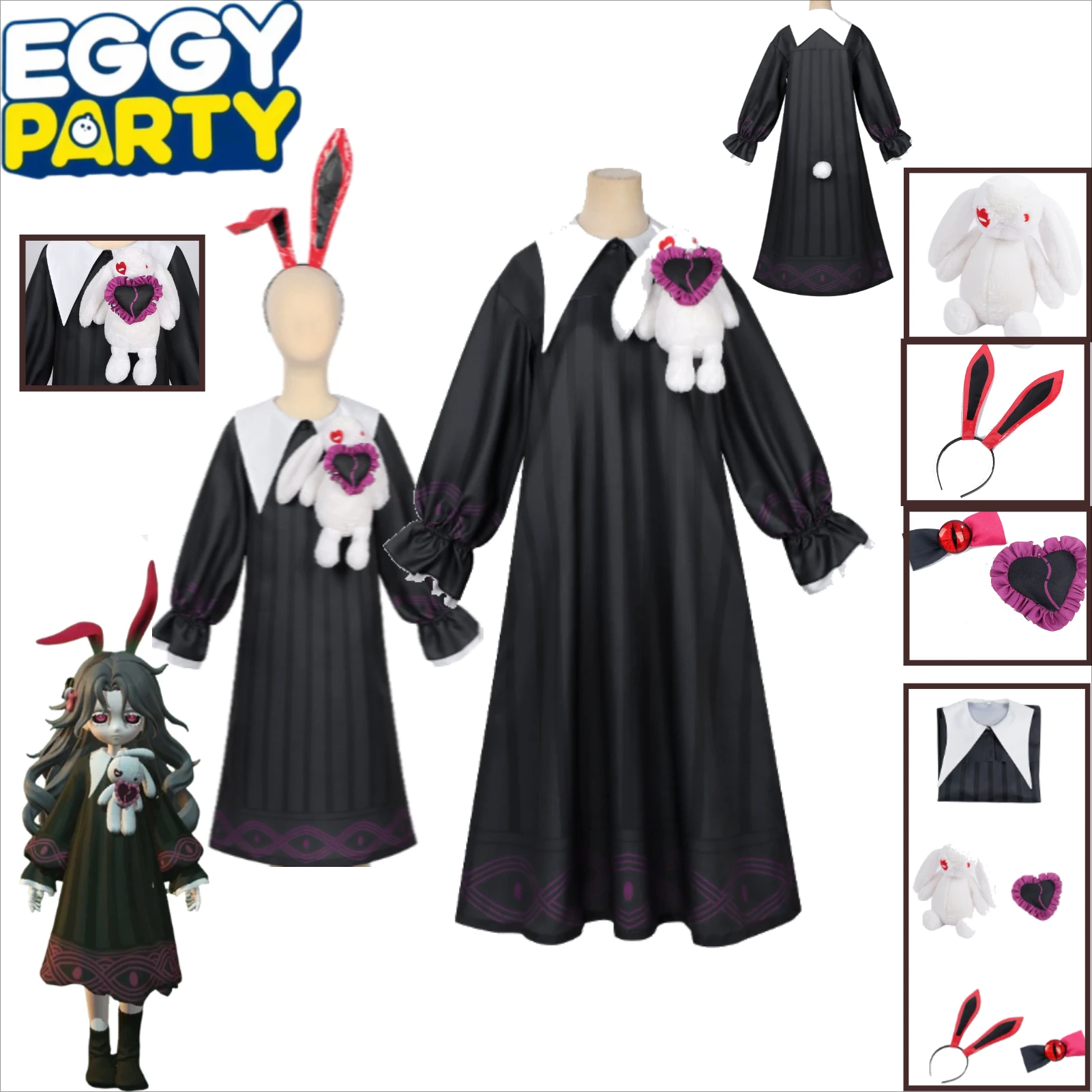 Eggy Party Cosplay Costume Escape Night Transfer Student Dorothy Black Dress for Adults Kids Toy Bunny Ear Hair Accessory Set
Eggy Party Cosplay Costume Escape Night Transfer Student Dorothy Black Dress for Adults Kids Toy Bunny Ear Hair Accessory Set