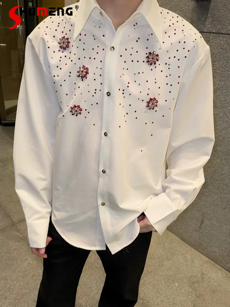 Male 2026 Summer Handsome Hot Diamond Solid Color Shirts Red Diamond Flower Full Diamond Design Tops Loose Long-sleeve Shirts
Male 2026 Summer Handsome Hot Diamond Solid Color Shirts Red Diamond Flower Full Diamond Design Tops Loose Long-sleeve Shirts