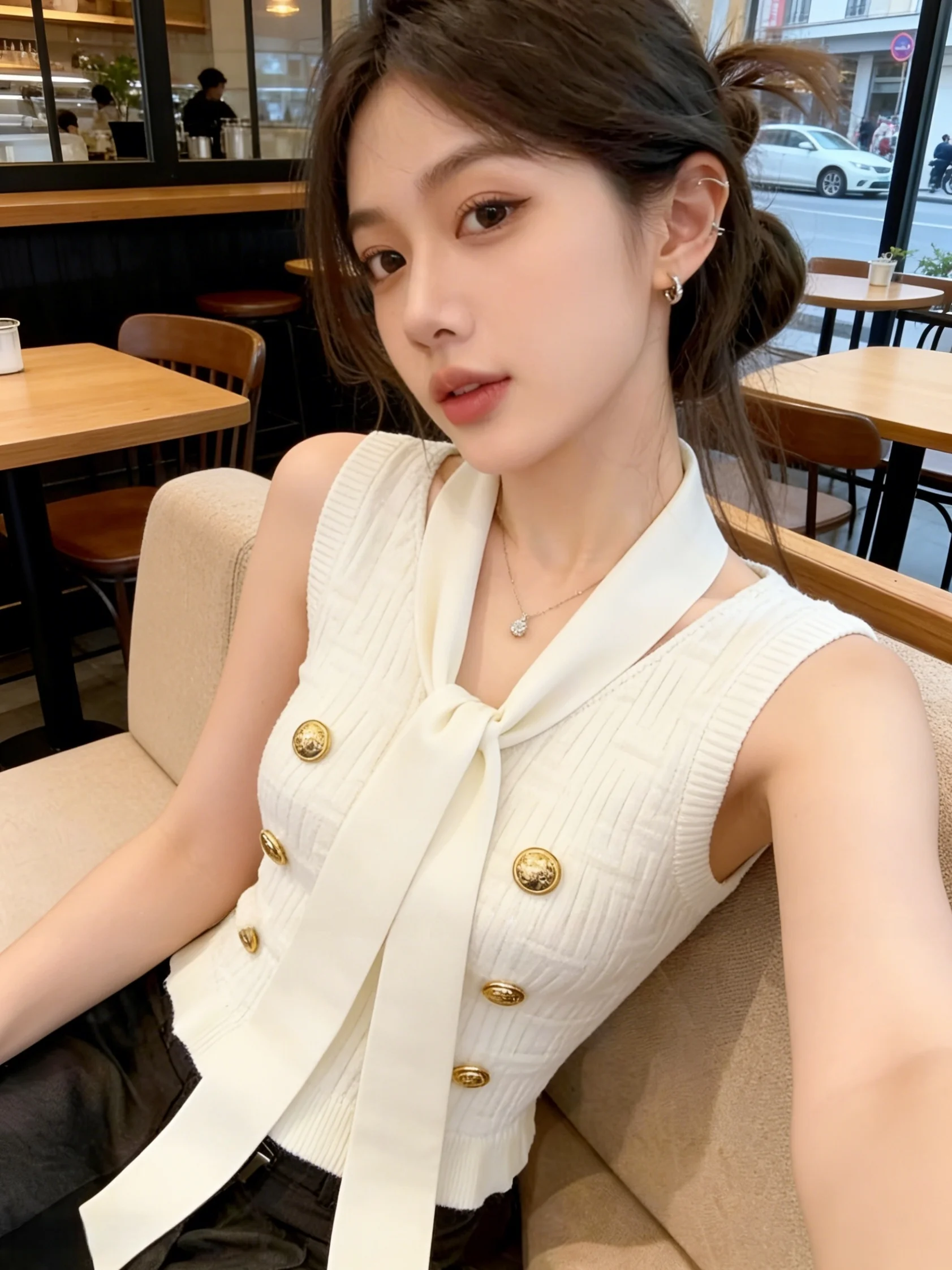 Spring Autumn 2026 New Sle Women's Knitted Top V-Ne Svel Metal Bule Netie Faionable Silk Upperwear
Spring Autumn 2026 New Sle Women's Knitted Top V-Ne Svel Metal Bule Netie Faionable Silk Upperwear