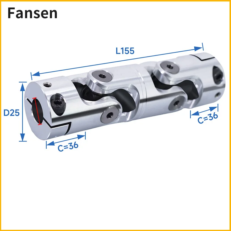 FansenD25 L155mm перекрестная универсальная муфта, прецизионный одинарный и двойной шарнир, выдвижной шарнир, игольчатый роликовый подшипник
FansenD25 L155mm перекрестная универсальная муфта, прецизионный одинарный и двойной шарнир, выдвижной шарнир, игольчатый роликовый подшипник