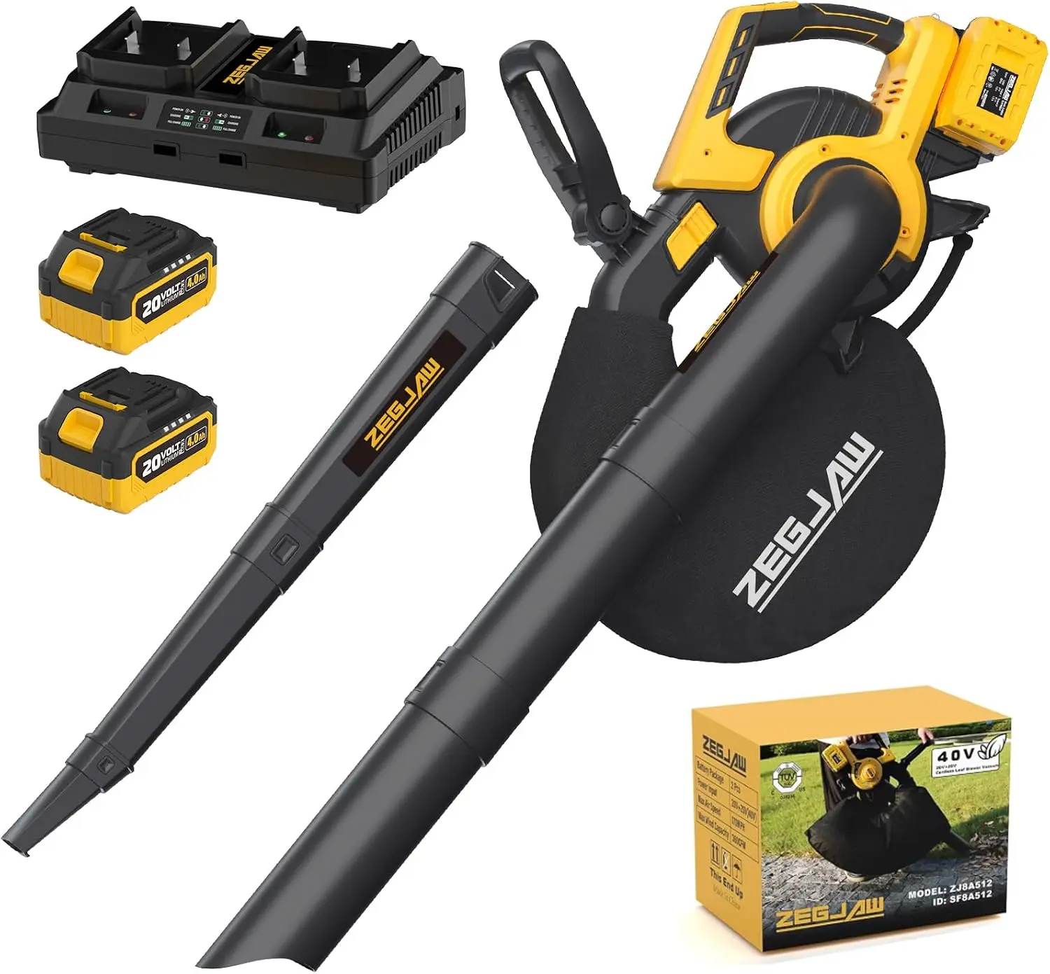 40V Cordless Leaf Blower & Vacuum, 3-in-1 Mulcher with Bag, 360CFM 5-Speeds Brushless, 2 x 4.0Ah Battery & Charger Included
40V Cordless Leaf Blower & Vacuum, 3-in-1 Mulcher with Bag, 360CFM 5-Speeds Brushless, 2 x 4.0Ah Battery & Charger Included