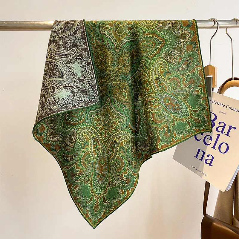 30% Silk 70% Wool Neck Scarf for Women Ethnic Green Paisley Pattern Square Scarves Luxury Brand Head Handkerchief for Women
30% Silk 70% Wool Neck Scarf for Women Ethnic Green Paisley Pattern Square Scarves Luxury Brand Head Handkerchief for Women