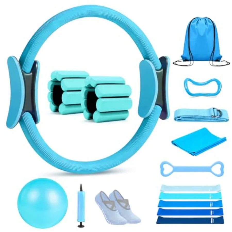 Pilates Ring Set 15 PCS Home Pilates Essentials Kit for Women 12" Pilates Ring and 9" Ball Set Pilates Kit with Ankle Weights 2
Pilates Ring Set 15 PCS Home Pilates Essentials Kit for Women 12" Pilates Ring and 9" Ball Set Pilates Kit with Ankle Weights 2