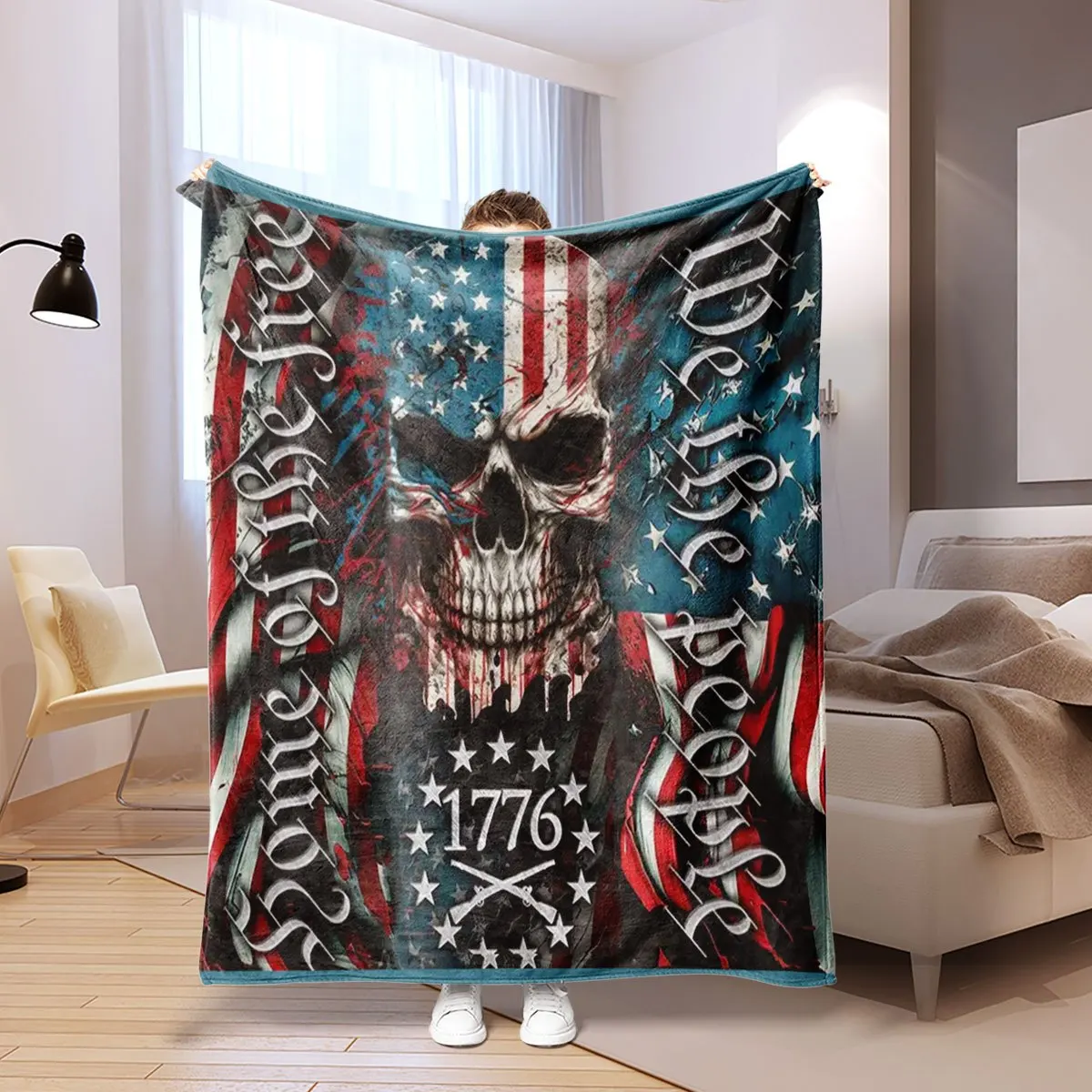 Patriotic American Flag & Skull Print Blanket - Heavyweight 280GSM Soft Polyester Bedspread Suitable for Bed, Couch, Office & Picnic - All-Season Durable Comforter with Retro USA Flag Design - Christmas Gifts
Patriotic American Flag & Skull Print Blanket - Heavyweight 280GSM Soft Polyester Bedspread Suitable for Bed, Couch, Office & Picnic - All-Season Durable Comforter with Retro USA Flag Design - Christmas Gifts