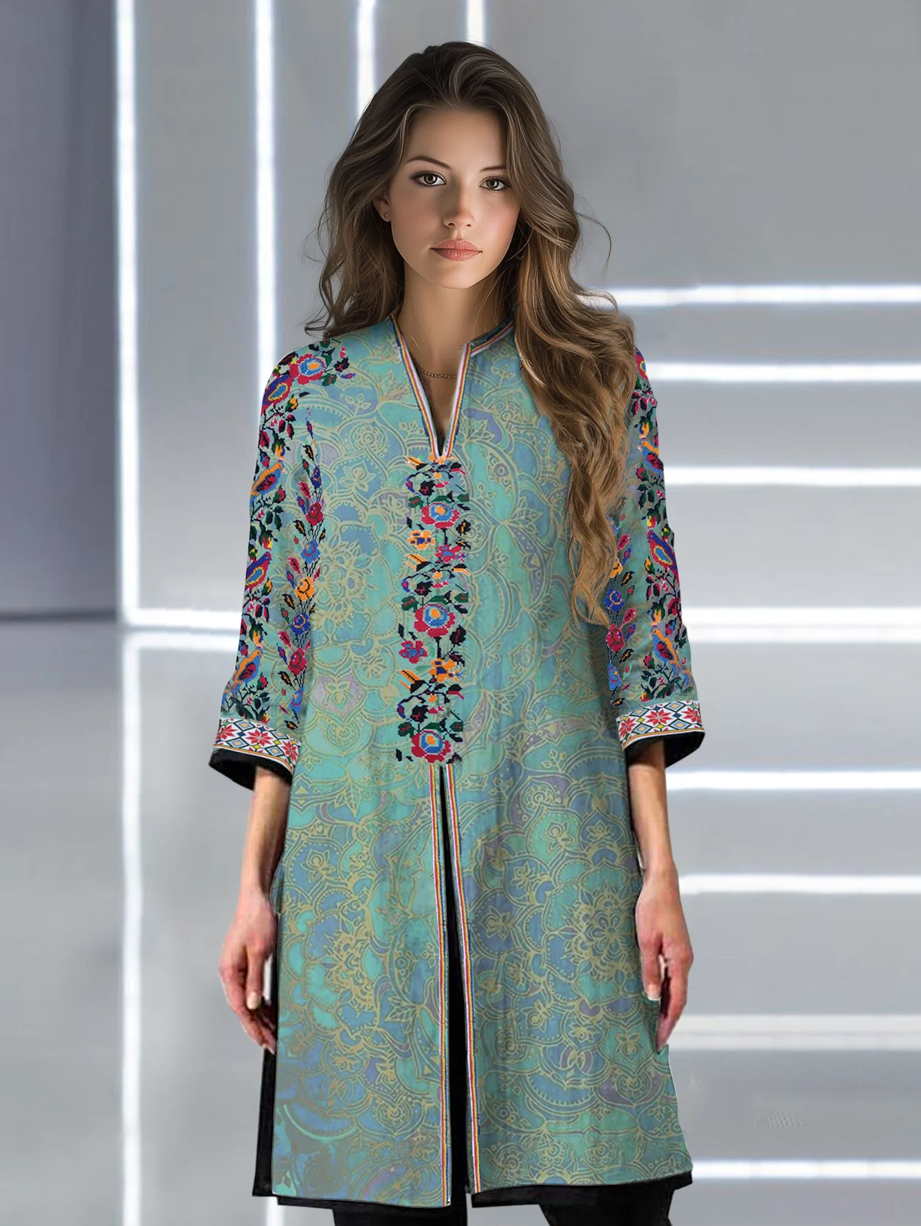 Harajuku Shirts Blouses Ethnic Floral Retro V Neck Ladies Tops 3/4 Sleeve Women Shirt Spring Summer Loose Pocket Long Blouses
Harajuku Shirts Blouses Ethnic Floral Retro V Neck Ladies Tops 3/4 Sleeve Women Shirt Spring Summer Loose Pocket Long Blouses