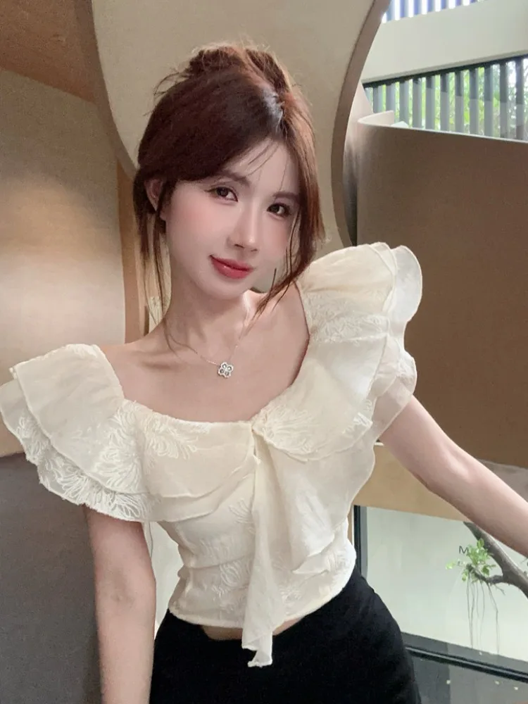 Elegant Pure Desire Style Women's Shirt Beautiful One-Shoulder Short Top Gentle Sexy Flying Sleeve High-End Feeling Casual Co...
Elegant Pure Desire Style Women's Shirt Beautiful One-Shoulder Short Top Gentle Sexy Flying Sleeve High-End Feeling Casual Co...