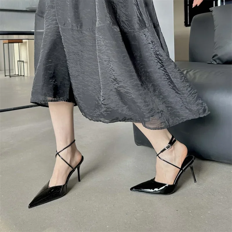 Women's Metallic Pointed Toe Crisscross Ankle Strap Slingback Stiletto Heels, Elegant Evening Party Footwear, Drop Shipping
Women's Metallic Pointed Toe Crisscross Ankle Strap Slingback Stiletto Heels, Elegant Evening Party Footwear, Drop Shipping