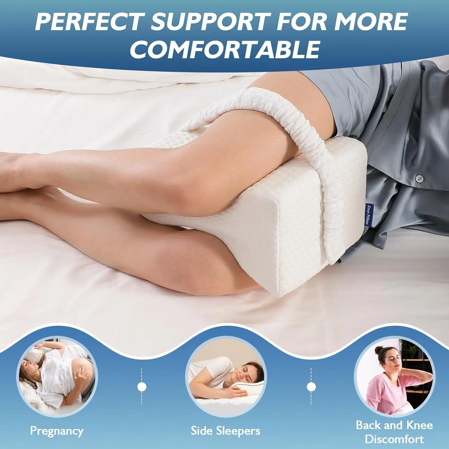 Knee Leg Pillow, Slow Rebound Memory Foam Side Pillow Pad, Upper and Lower Limb Elevation Side Sleeper Back Hip Relief Pillow
Knee Leg Pillow, Slow Rebound Memory Foam Side Pillow Pad, Upper and Lower Limb Elevation Side Sleeper Back Hip Relief Pillow