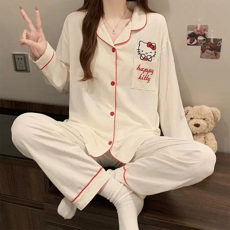 Hot Sanrio Girl Sexy Long Sleeves Pajamas Suit Kawaii Hello Kitty Anime Fashion Spring and Autumn Wear It Outside Leisure Wear
Hot Sanrio Girl Sexy Long Sleeves Pajamas Suit Kawaii Hello Kitty Anime Fashion Spring and Autumn Wear It Outside Leisure Wear