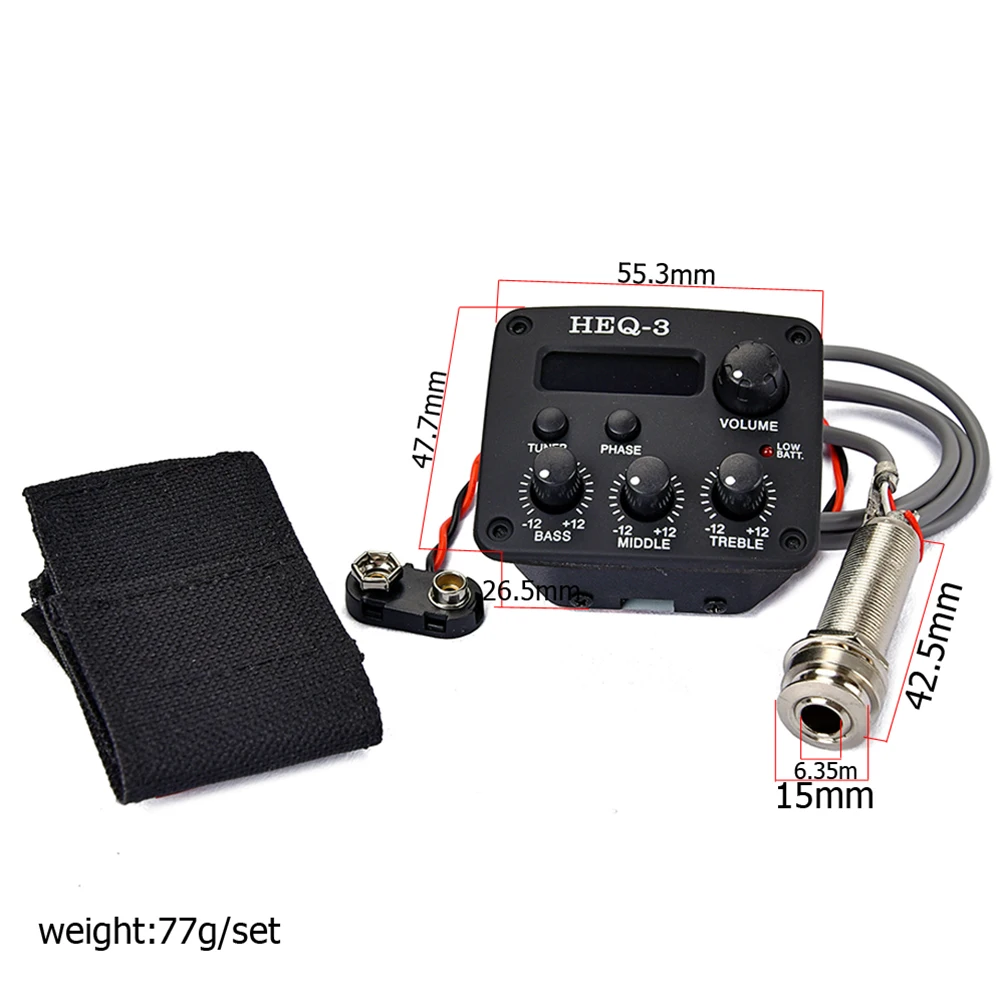 Acoustic Guitar Preamp 3 Bands EQ Equalizer Pickup Amplifier Guitarra Preamp Piezo Pickup with LCD Tuner Guitar Parts Accessorie
Acoustic Guitar Preamp 3 Bands EQ Equalizer Pickup Amplifier Guitarra Preamp Piezo Pickup with LCD Tuner Guitar Parts Accessorie