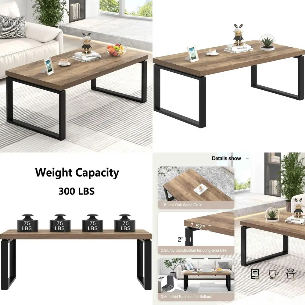 Industrial Style Rustic Oak Wood and Metal Coffee Table, 47 for Living Room or Home Office
Industrial Style Rustic Oak Wood and Metal Coffee Table, 47 for Living Room or Home Office