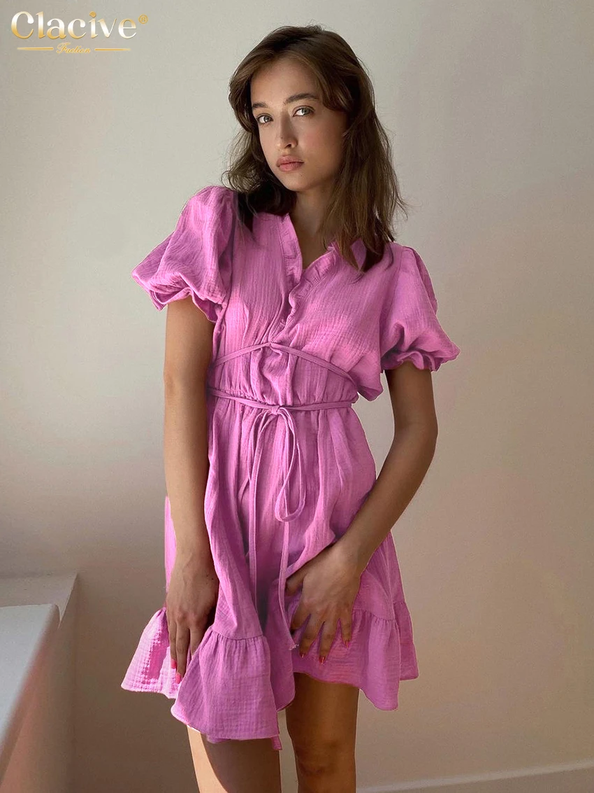 Clacive Summer Loose Pink Cotton Women Dress 2024 Fashion V-Neck Short Sleeve Mini Dresses Elegant Lace-Up Pleated Female Dress
Clacive Summer Loose Pink Cotton Women Dress 2024 Fashion V-Neck Short Sleeve Mini Dresses Elegant Lace-Up Pleated Female Dress
