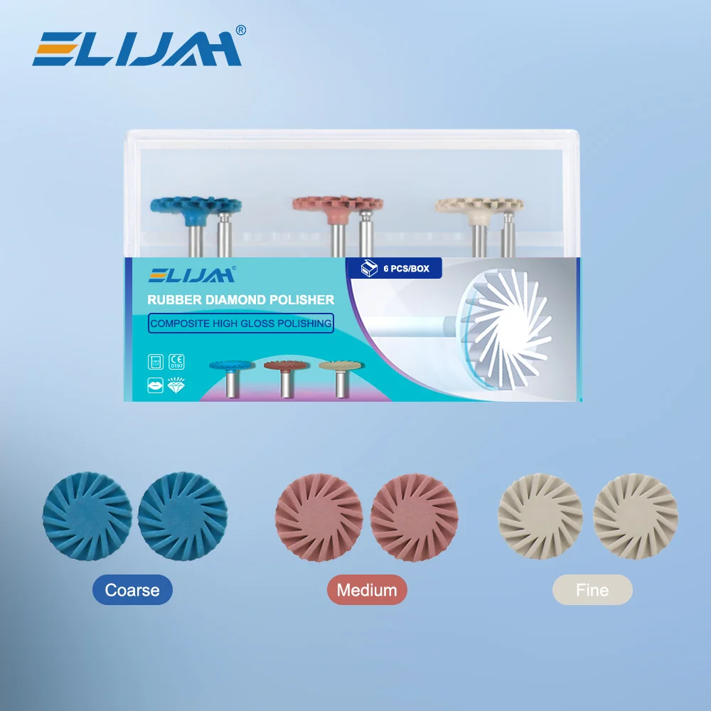 6Pcs/Box RA Coarse Fine Medium Denspay Dental Rubber Polisher Composite Resin Polishing Disc 14mm Wheel 3 Color Spiral Flex Tool
6Pcs/Box RA Coarse Fine Medium Denspay Dental Rubber Polisher Composite Resin Polishing Disc 14mm Wheel 3 Color Spiral Flex Tool