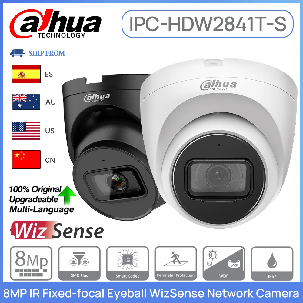 Original Dahua IPC-HDW2841T-S 8MP POE IR30M WDR Fixed-focal Eyeball WizSense Network Camera IP67 Built in MIC SD Slot SMD H.265+
Original Dahua IPC-HDW2841T-S 8MP POE IR30M WDR Fixed-focal Eyeball WizSense Network Camera IP67 Built in MIC SD Slot SMD H.265+