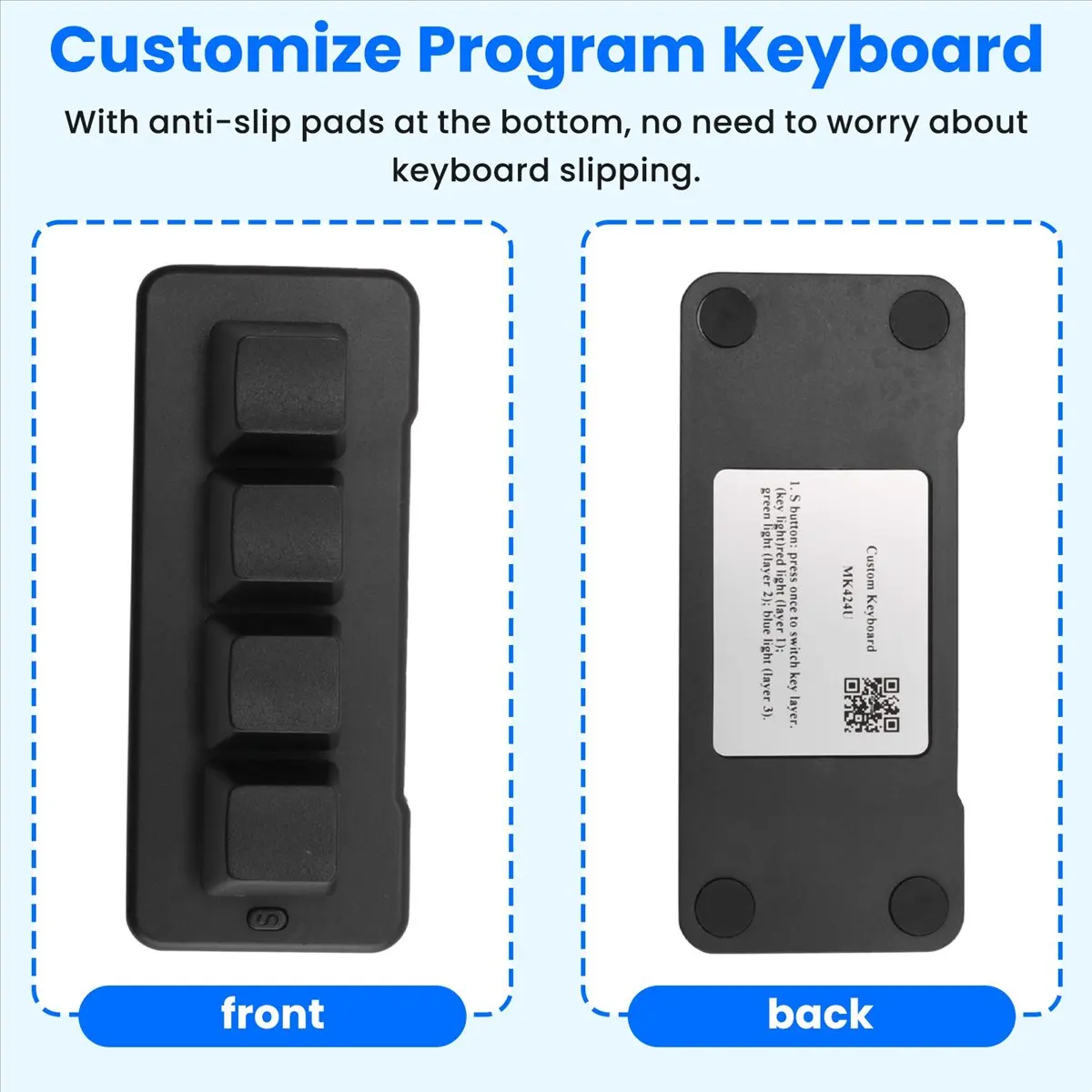 (A26M) MK424U 4-Key Mini Customized Keyboard with Mechanical Blue Switch USB Macro Programmable RGB Gaming Keyboard Black
(A26M) MK424U 4-Key Mini Customized Keyboard with Mechanical Blue Switch USB Macro Programmable RGB Gaming Keyboard Black