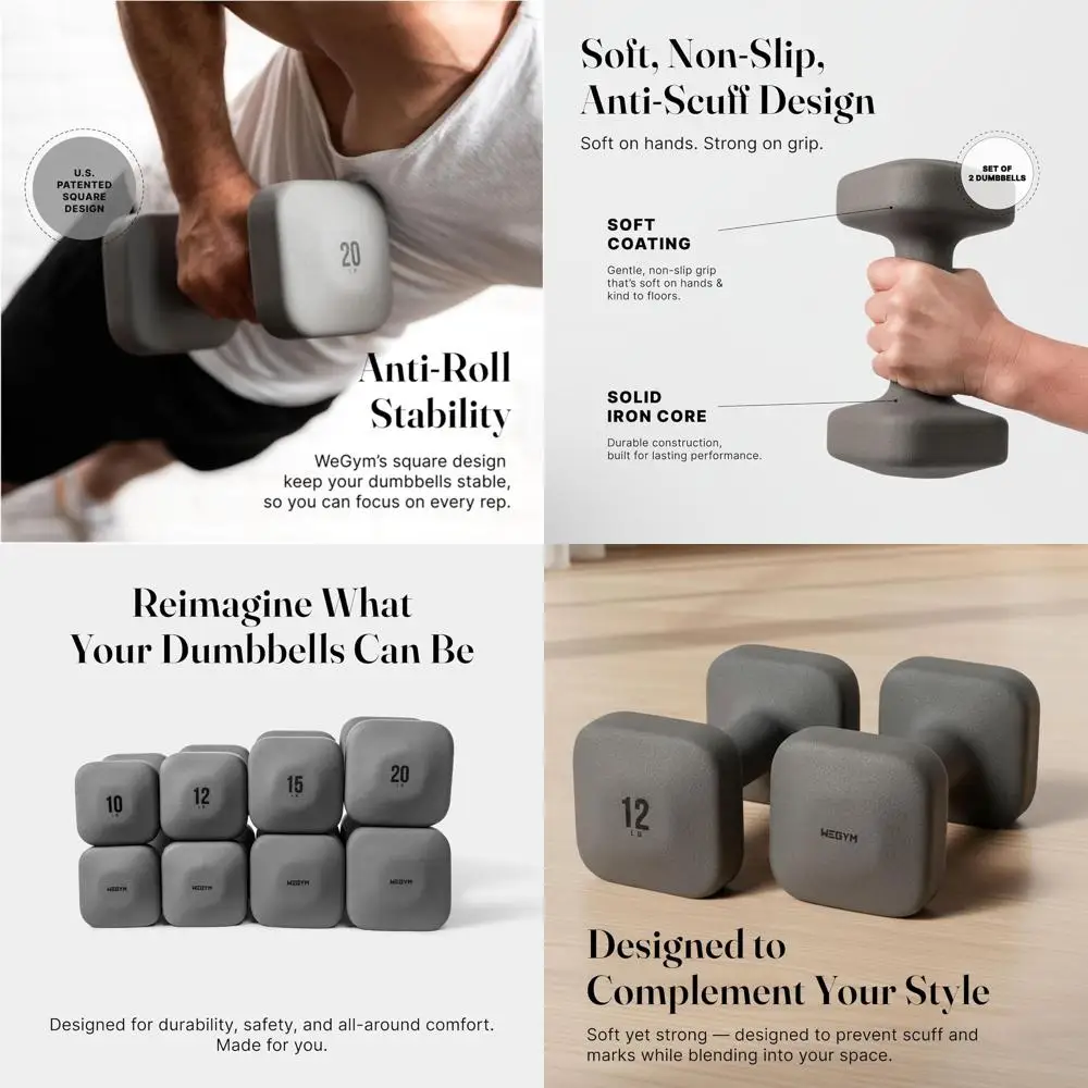 SafeGrip Square Dumbbells with Anti Slip Handles, Aesthetic Free Weights for Home Workouts, Stable Design Prevents Rolling durin
SafeGrip Square Dumbbells with Anti Slip Handles, Aesthetic Free Weights for Home Workouts, Stable Design Prevents Rolling durin