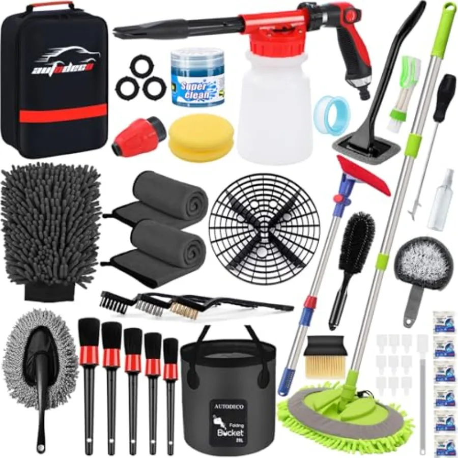Car Wash Detailing Kit for Interior and Exterior Use: Black Foam Gun Sprayer, Long-Handle Wash Mop, Collapsible Bucket, Large W
Car Wash Detailing Kit for Interior and Exterior Use: Black Foam Gun Sprayer, Long-Handle Wash Mop, Collapsible Bucket, Large W