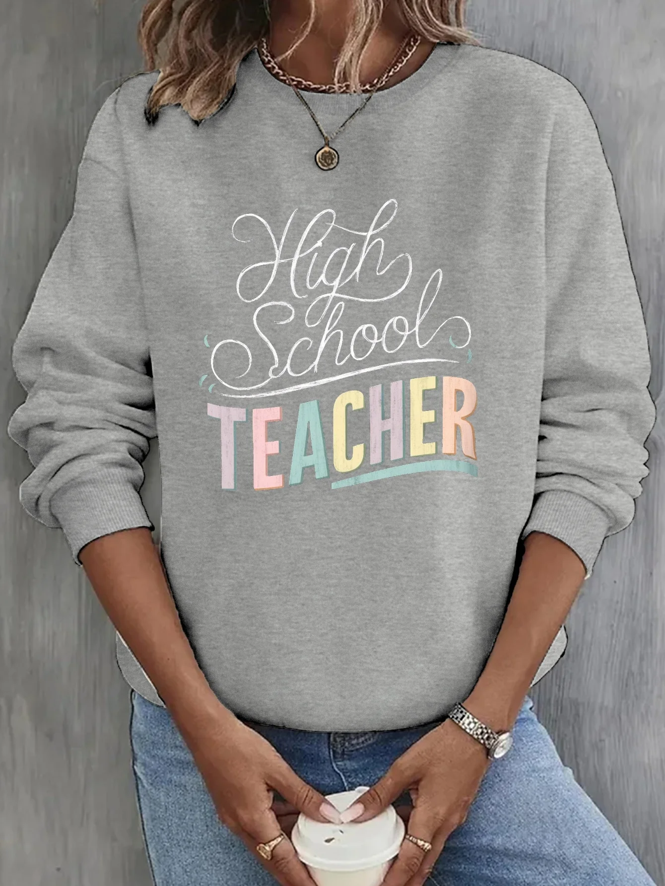 1Pc High School Teacher Casual Pullover Sweatshirt for Women, Polyester Knit Fabric, Geometric Pattern, Round Neck,winter
1Pc High School Teacher Casual Pullover Sweatshirt for Women, Polyester Knit Fabric, Geometric Pattern, Round Neck,winter