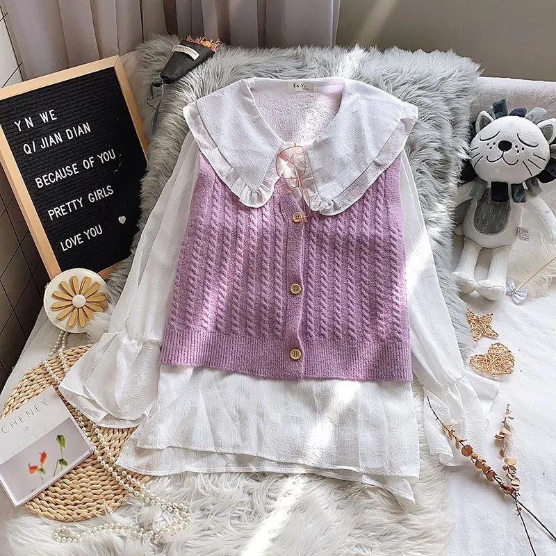 2024 Purple Knitted Sweater Vest Cottagecore V Neck Solid Colors Cardigan Style Women Sweater Vest Spring Autumn New Fashion
2024 Purple Knitted Sweater Vest Cottagecore V Neck Solid Colors Cardigan Style Women Sweater Vest Spring Autumn New Fashion