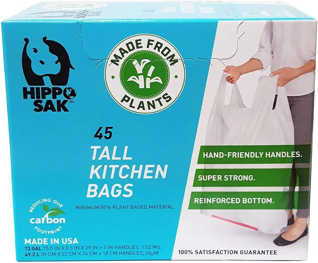 Plant Based Tall Kitchen Garbage Bags with Ergonomic Handles - 13 Gallon Trash Bags, Strong & Leak Proof, 45 Count
Plant Based Tall Kitchen Garbage Bags with Ergonomic Handles - 13 Gallon Trash Bags, Strong & Leak Proof, 45 Count