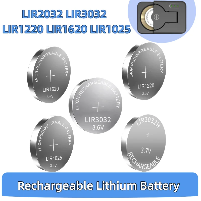 2PCS LIR2032H/LIR3032/LIR1220/LIR1620/LIR1025 Rechargeable Lithium Battery Button Cell Replace CR2032/3032/1220/1620/1025/
2PCS LIR2032H/LIR3032/LIR1220/LIR1620/LIR1025 Rechargeable Lithium Battery Button Cell Replace CR2032/3032/1220/1620/1025/