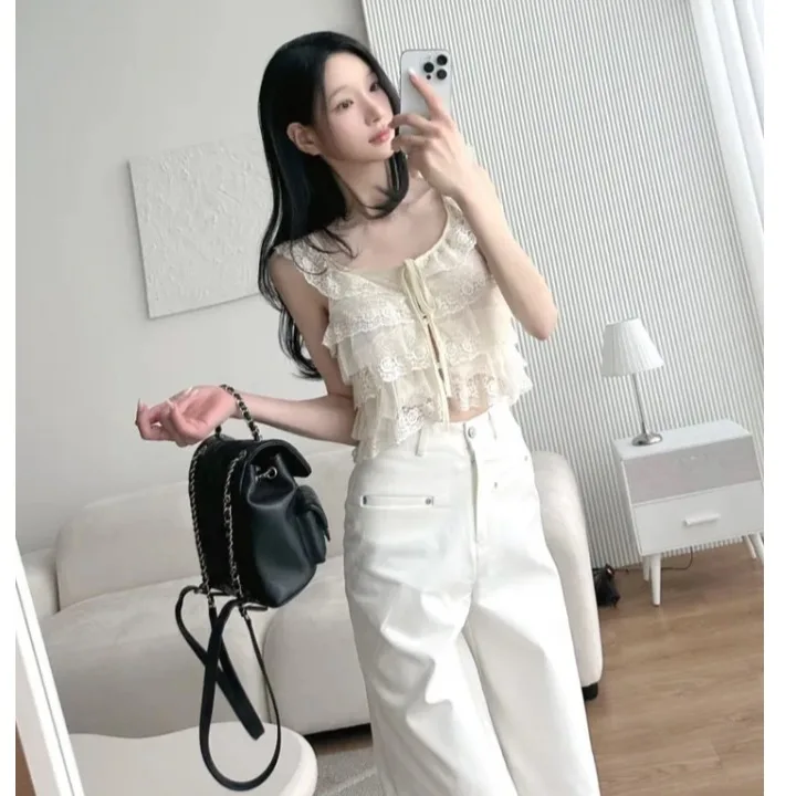 round Neck Lace Layered Decorative Strap Top Korean Style Women's Fashion Spring Autumn Winter Casual Inner Wear Sweatshirt
round Neck Lace Layered Decorative Strap Top Korean Style Women's Fashion Spring Autumn Winter Casual Inner Wear Sweatshirt