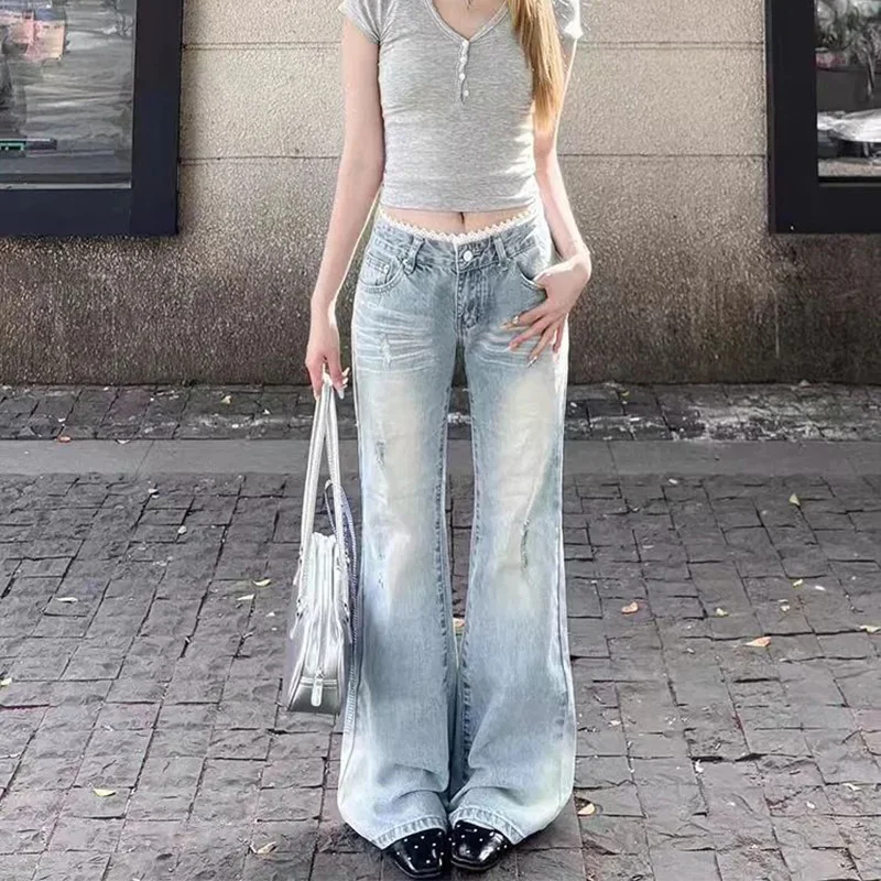 Hot Sale Girls Lace Patchwork High Waist Jeans 2026 Female Thin Straight Leg Pants Women Korean Fashion Denim Trousers
Hot Sale Girls Lace Patchwork High Waist Jeans 2026 Female Thin Straight Leg Pants Women Korean Fashion Denim Trousers