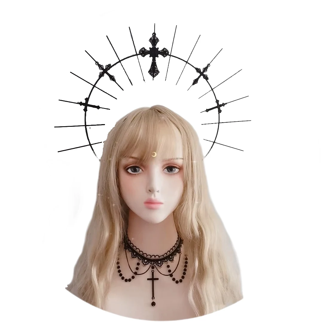Handmade Women Black Spiked KC Headpiece Gothic Lolita Cross Steampunk Headhand Sun Goddess Halloween Party Accessories
Handmade Women Black Spiked KC Headpiece Gothic Lolita Cross Steampunk Headhand Sun Goddess Halloween Party Accessories