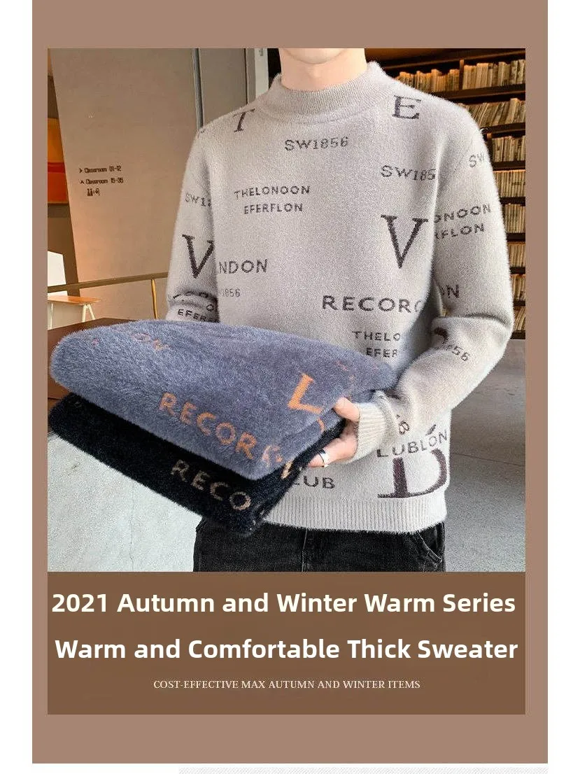 2025 New Men's Thiened Warm f High Collar Knitted Sweater Letter Print Slim Fit Base irt for Students Daily Winter Wear
2025 New Men's Thiened Warm f High Collar Knitted Sweater Letter Print Slim Fit Base irt for Students Daily Winter Wear