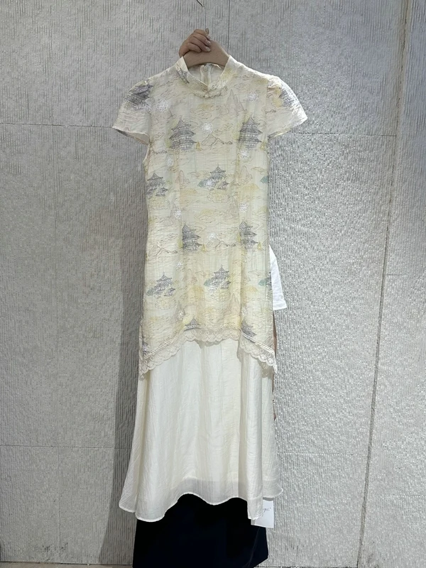 Chinoiserie Long Dress Summer New Arrival Women's High Waist A-Line Skirt Short Sleeve Stand Collar Patchwork Dress
Chinoiserie Long Dress Summer New Arrival Women's High Waist A-Line Skirt Short Sleeve Stand Collar Patchwork Dress